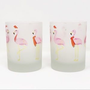 Standing Flamingos Holiday Drinking Glass Set